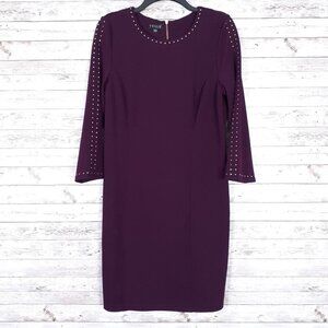 Venus Womens Dress L Plub Studded Neckline Sleeves 928